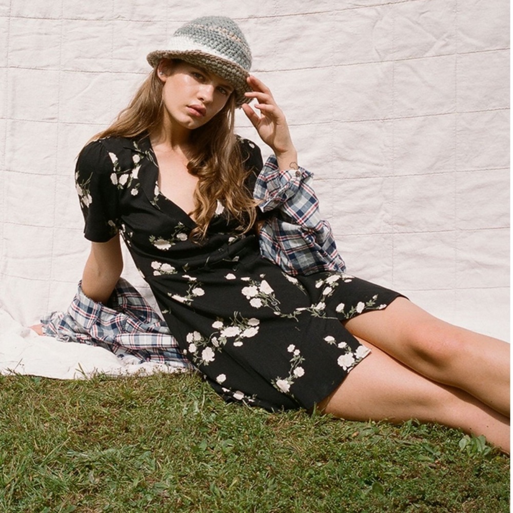 UO Collared Floral Fit Flare Dress